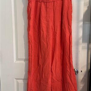 Ann Taylor Wide Leg High-Rise Pull-On Dress Pants Size L Pink/Coral